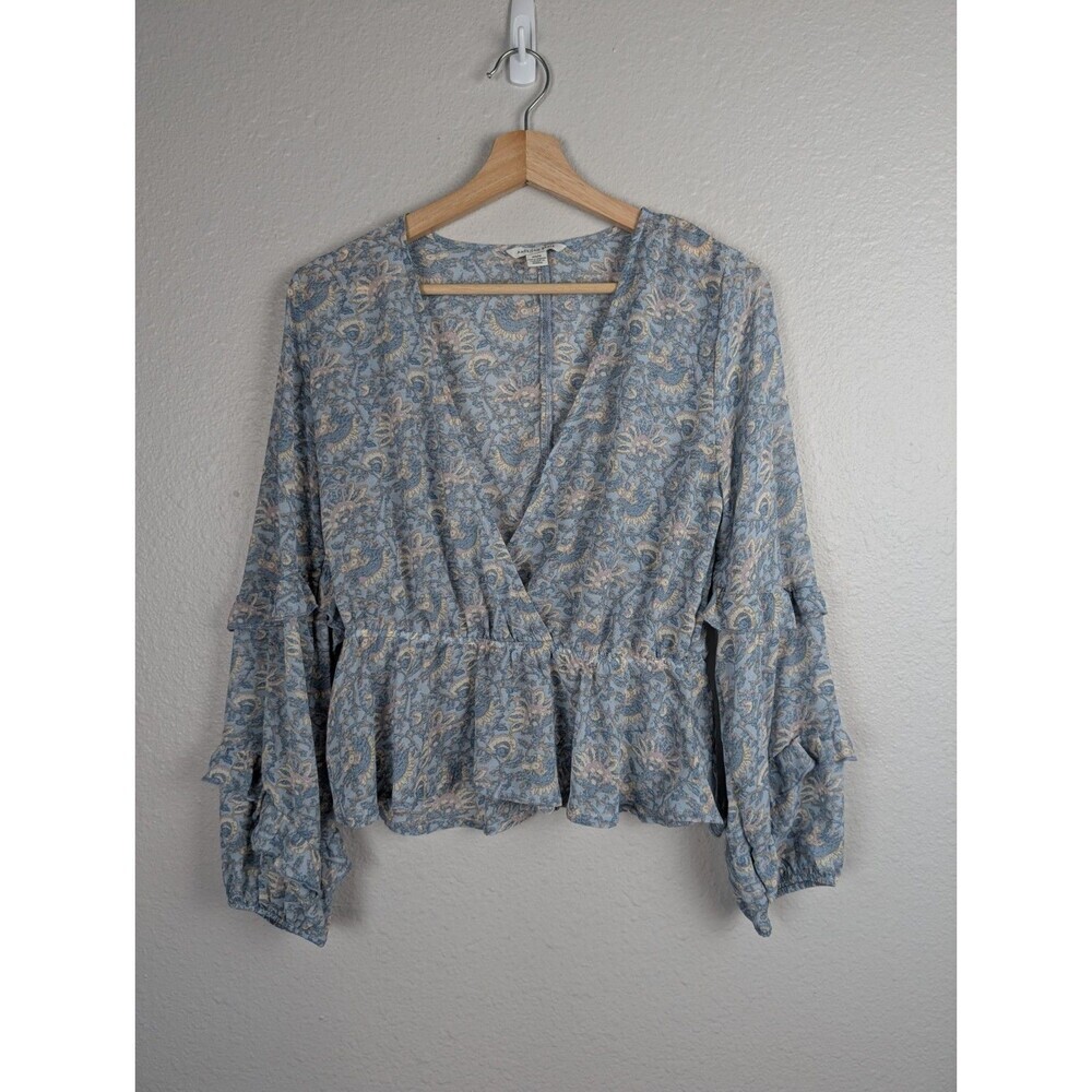 American Eagle Paisley Ruffle Sheer Top - Size Medium